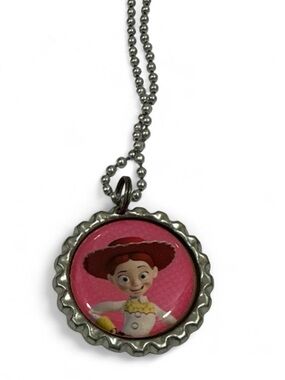 Pink Jessie Character Bottle Cap Necklace for Kids